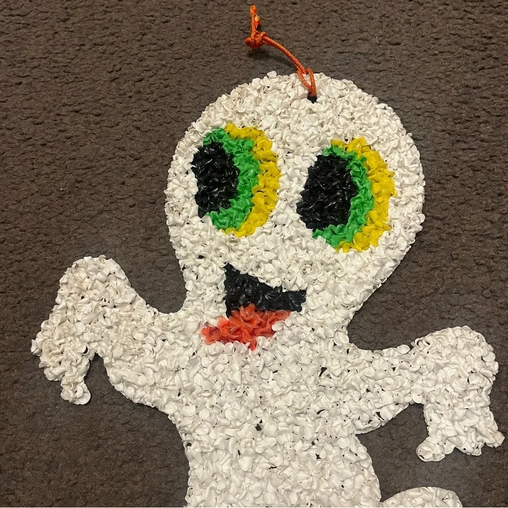 Vintage 70’s Melted Plastic Popcorn Ghost Halloween Wall Hanging